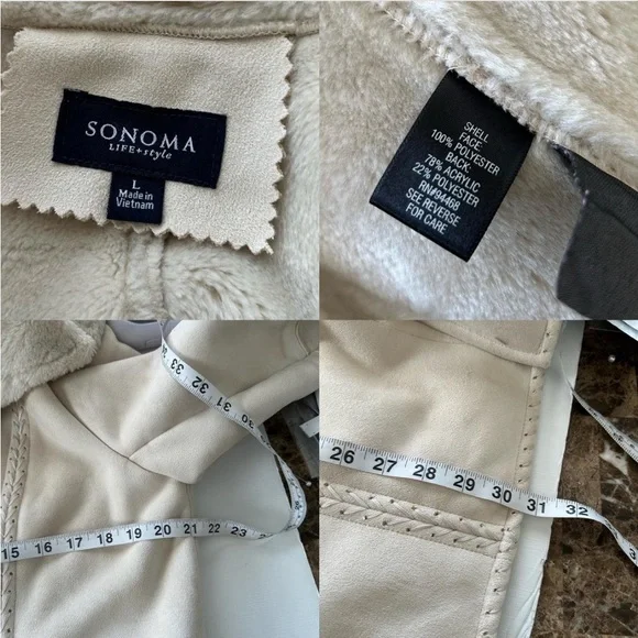 Cream Sonoma faux suede coat size Large. - Picture 10 of 10